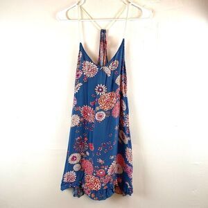 Josie Natori Slip Nightie Slip Dress floral Blue Rayon Lightweight Summer Beach